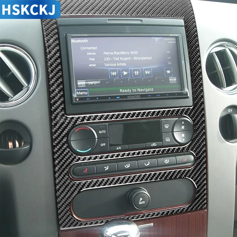 

Car Radio Air Conditioner Control Panel Frame Box Cover Trim Real Carbon Fiber Sticker For Ford F150 2004 2005 2006 2007 2008