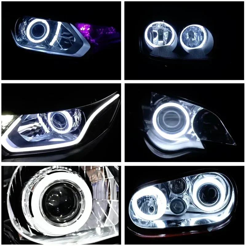 Фото 2 шт. RGB светодиодные кольца-ангельские глазки из хлопка, 60 мм, 70 мм, 80 мм, светодиодные лампы для фар автомобиля, UTV, мотоцикла, DRL, управление через приложение №4