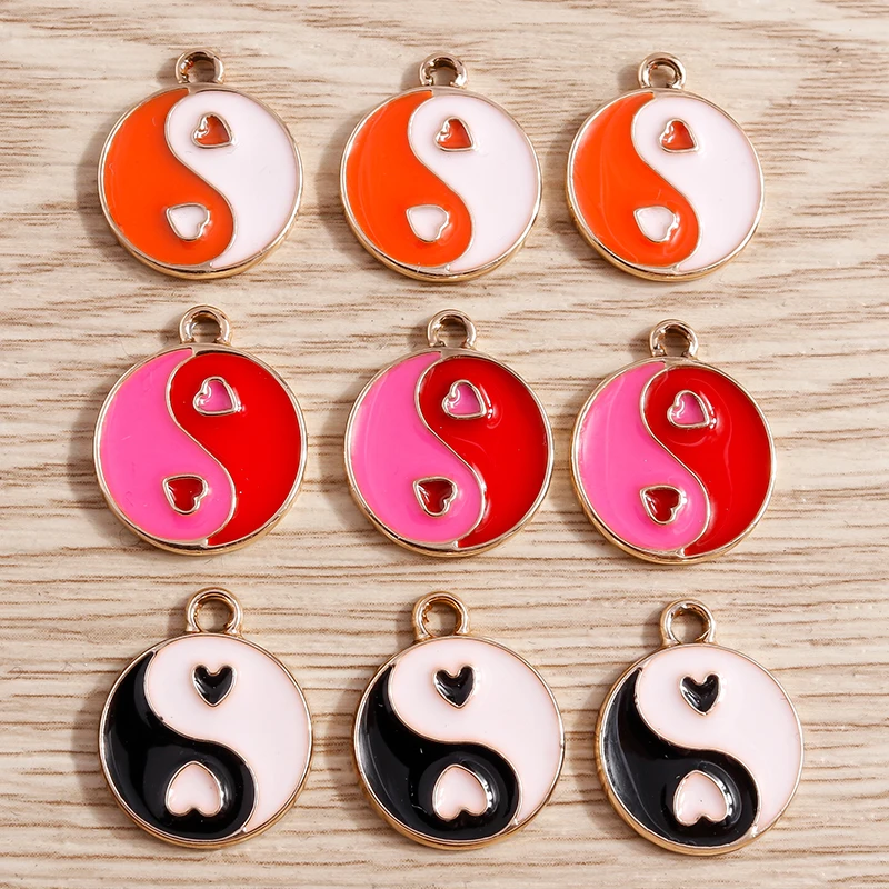 

10pcs 15x18mm Cute Enamel Tai Chi Yin Yang Charms for Jewelry Making Drop Earrings Pendants Necklaces DIY Bracelets Crafts Gifts