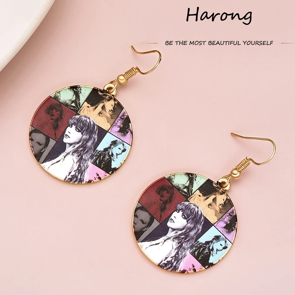 

Harong Taylor the Swift 2023 "The Eras Tour" Drop Earrings for Women TS Round Dangle Earrings Concert Gifts for Music Lover