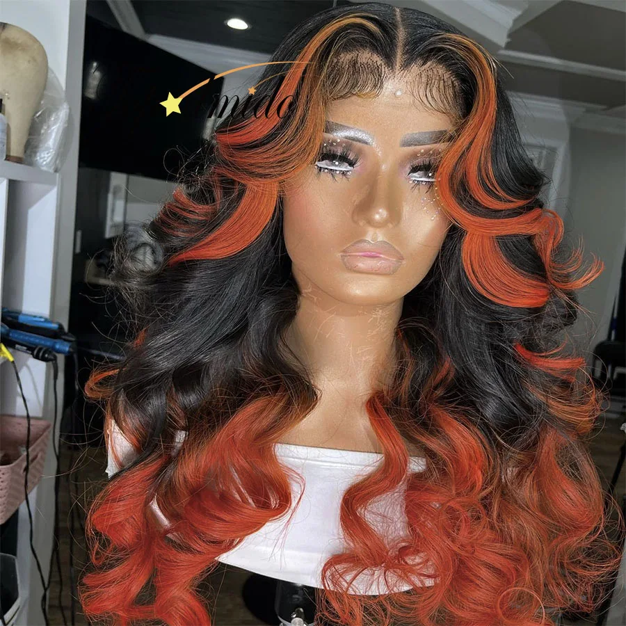 Волосы Topodmido ярко-оранжевые красные бразильские искусственные волосы 13x4 парик из