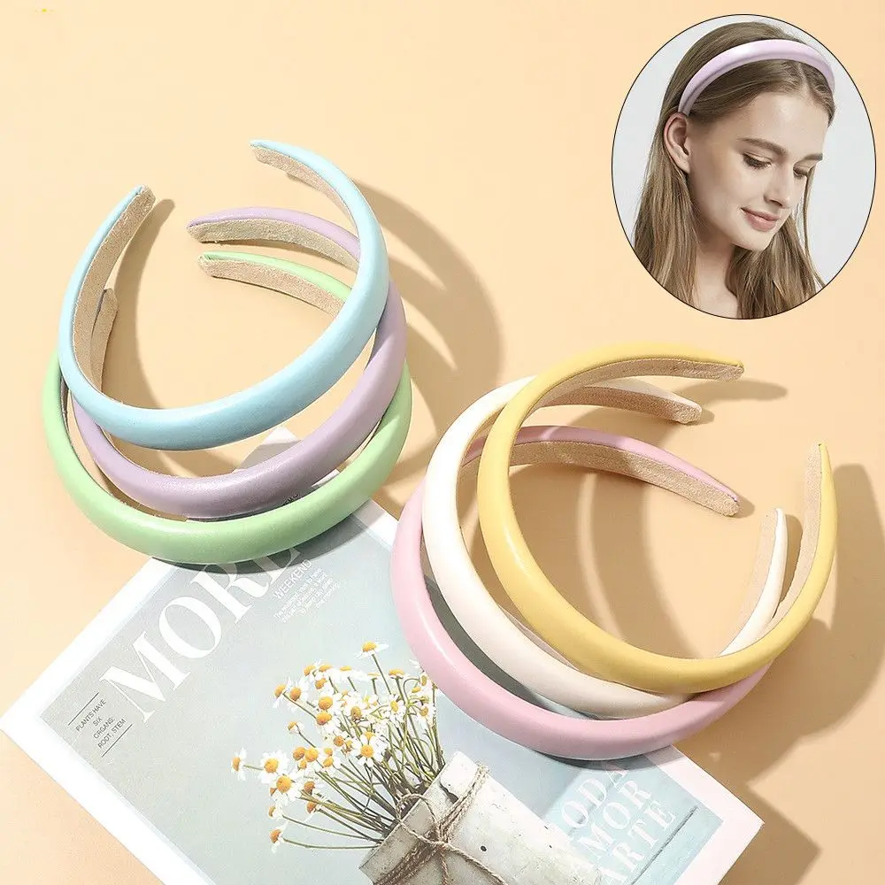 

Однотонная цветная повязка на голову для девушек, винтажные резинки для волос, аксессуары для волос в Корейском стиле