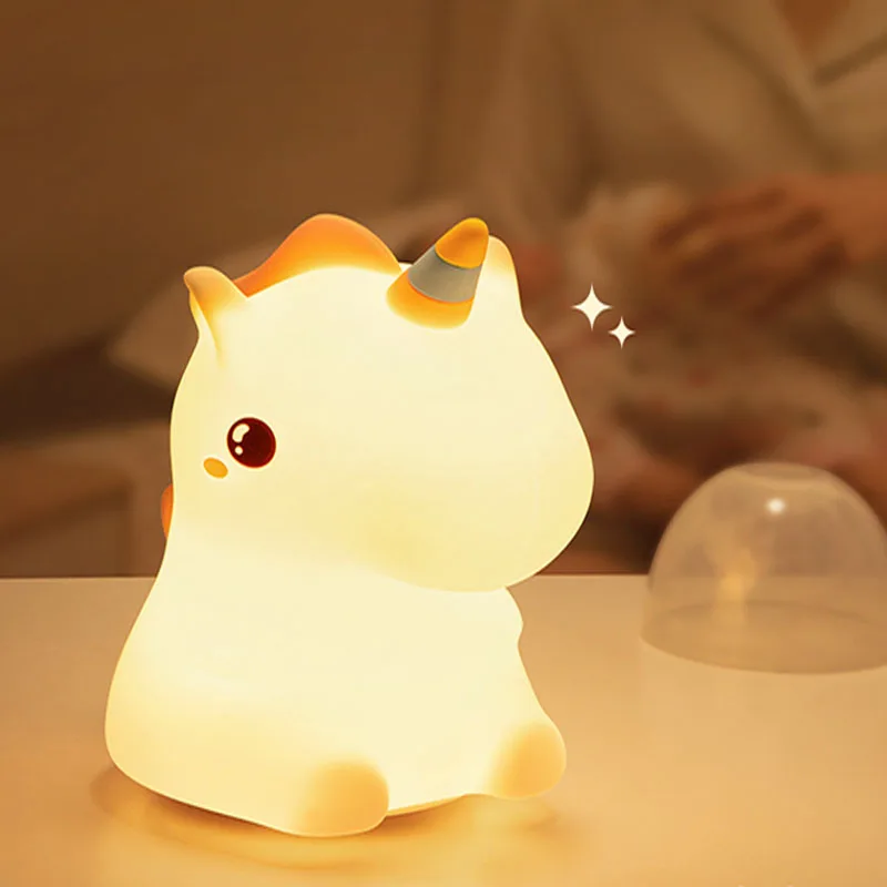 Led Patting Night Light Unicorn Touch Sensor Sleepping Feeding Lamp Silicone Children Night Lamps Bedroom Desk Decor Mood Light