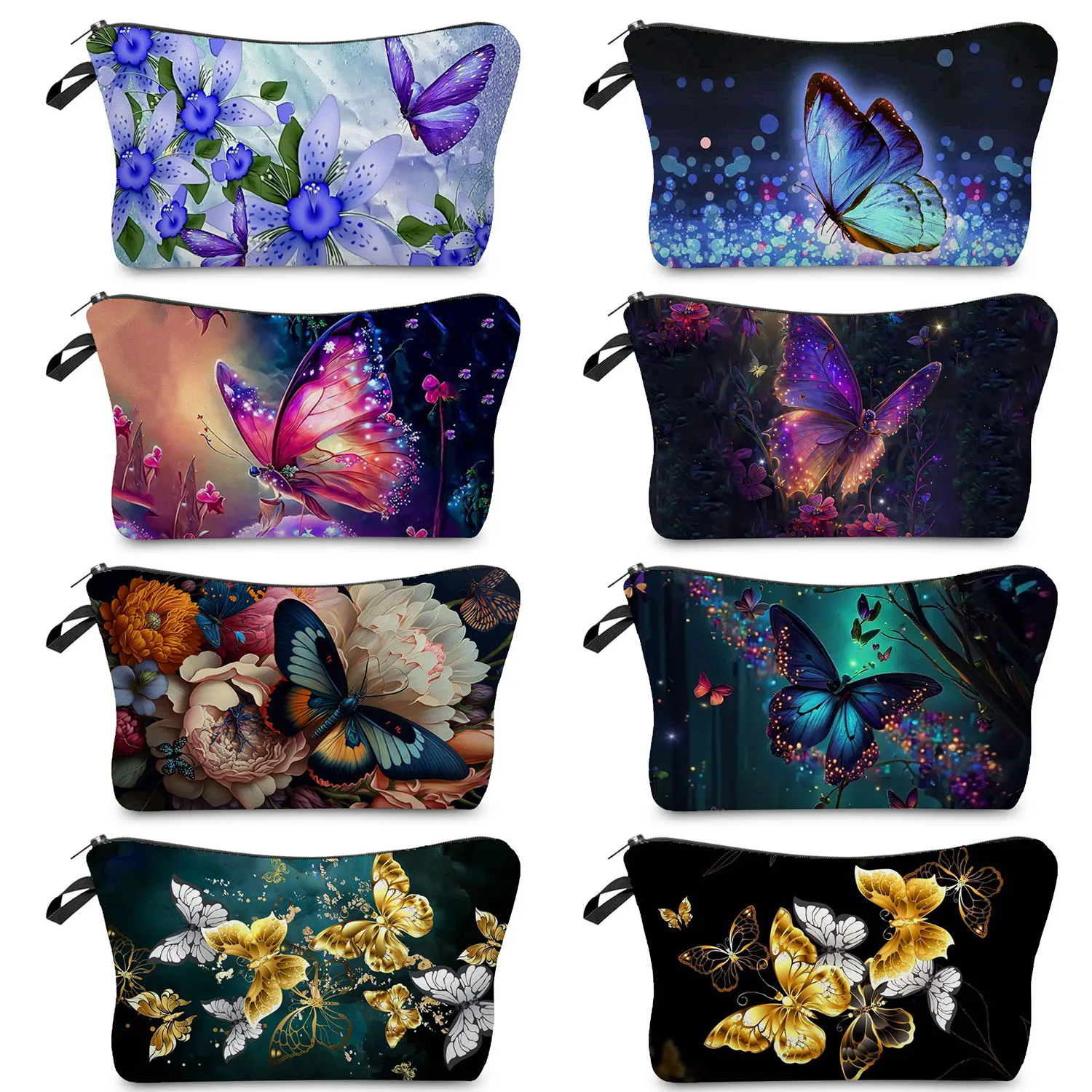 

Women's Cosmetic Case Portable High Quality Pencil Cases Toiletry Storage Bags Pretty Butterfly Printed Heat Transfer Makeup Bag
