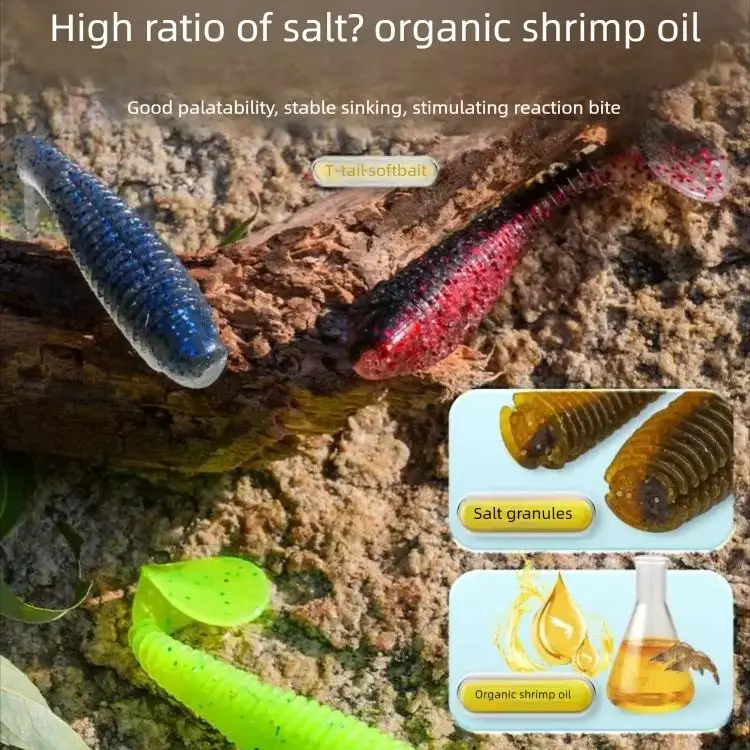 Мягкая приманка TRY&V Spiral T-Tail Swimbait для морской рыбалки на басса, щуку, судака, для дроп-шота, медленно тонущая, 5 см, 6.3 см, 7.3 см, 8 цветов (art.: 3920dac159af0) - 3920dac159af0