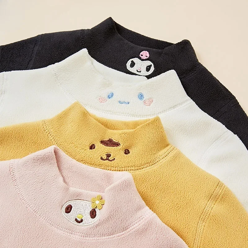

Милый детский хлопковый свитшот Sanrio My Melody Kuromi с вышивкой и круглым вырезом, Повседневная рубашка с аниме, милый Рождественский подарок для девочек