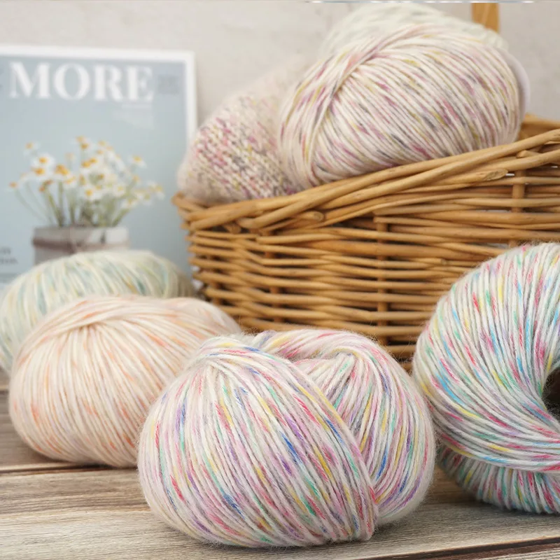 

Autumn and Winter Medium Fine Color Dot Cotton Wool Yarn / Knitted Jet Dyed Wool Fancy Yarn