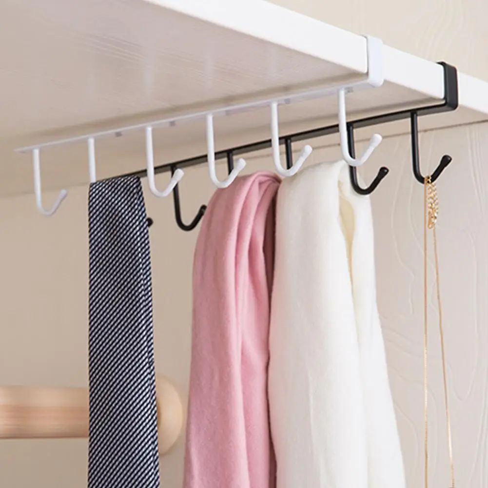 Iron Rack Under Shelf Cupboard Cup Holder Hook For Kitchen Supplies