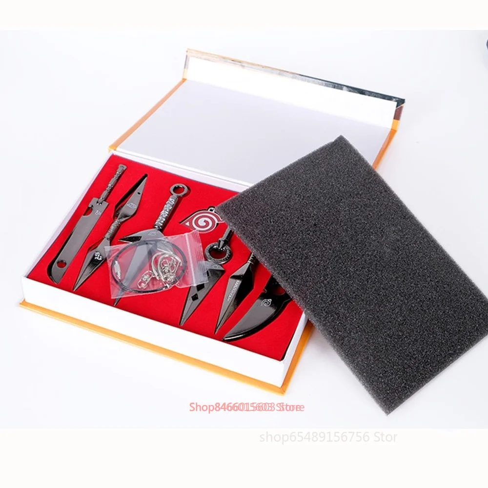 Аниме 7 шт. сплав игрушечные мечи Военный нож Hatake Kakashi Deidara Kunai Shuriken фигурка оружия