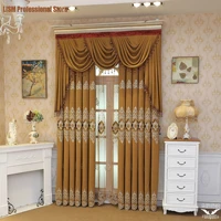 european style curtains for living dining room bedroom coffee color embroidered curtains light luxury valance curtains
