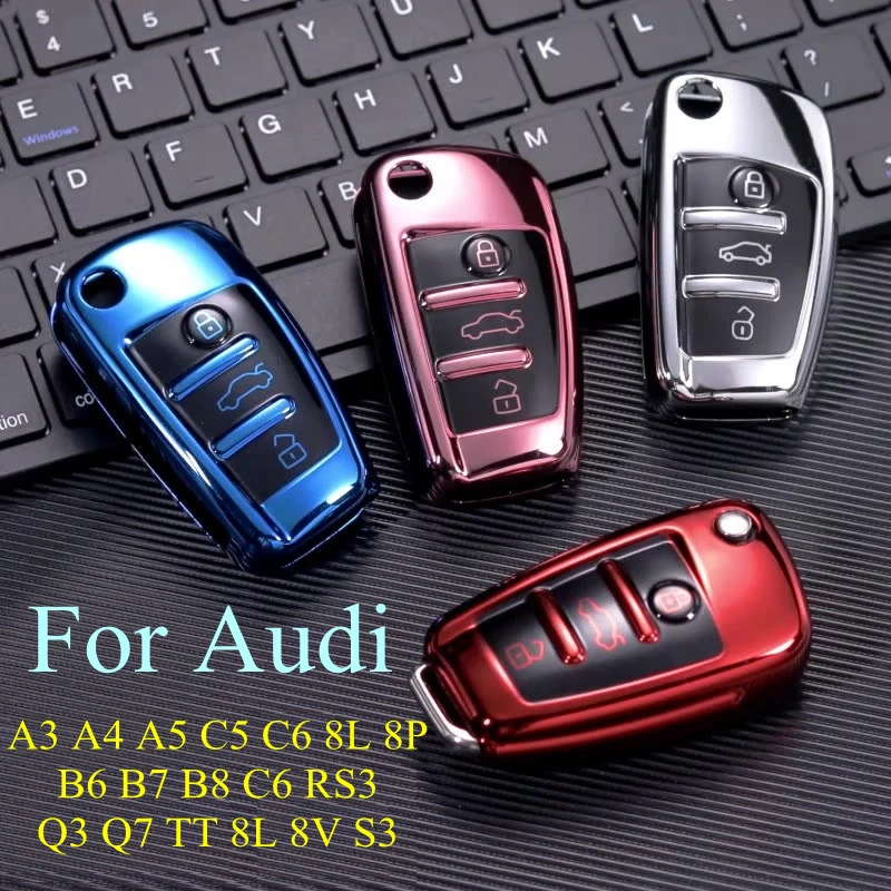 

Новый мягкий ТПУ чехол для автомобильного складного ключа чехол для Audi A3 8L 8P A4 B6 B7 B8 A6 C5 C6 4F RS3 Q3 Q7 TT 8L 8V S3 АКСЕССУАРЫ для автомобильного корпуса