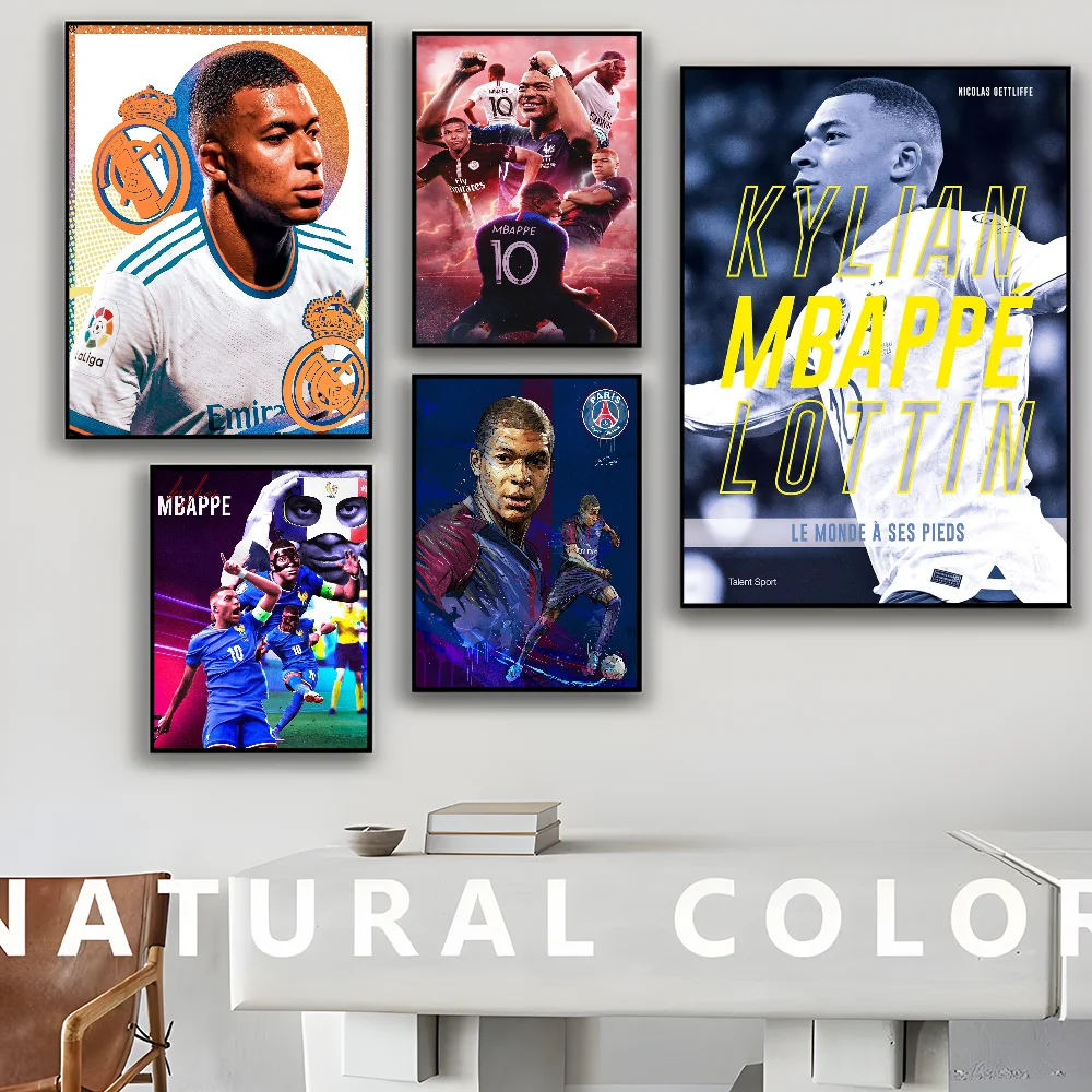 Винтажный Kylian Mbappe Высококачественный Настенный Художественный Постер Ретро