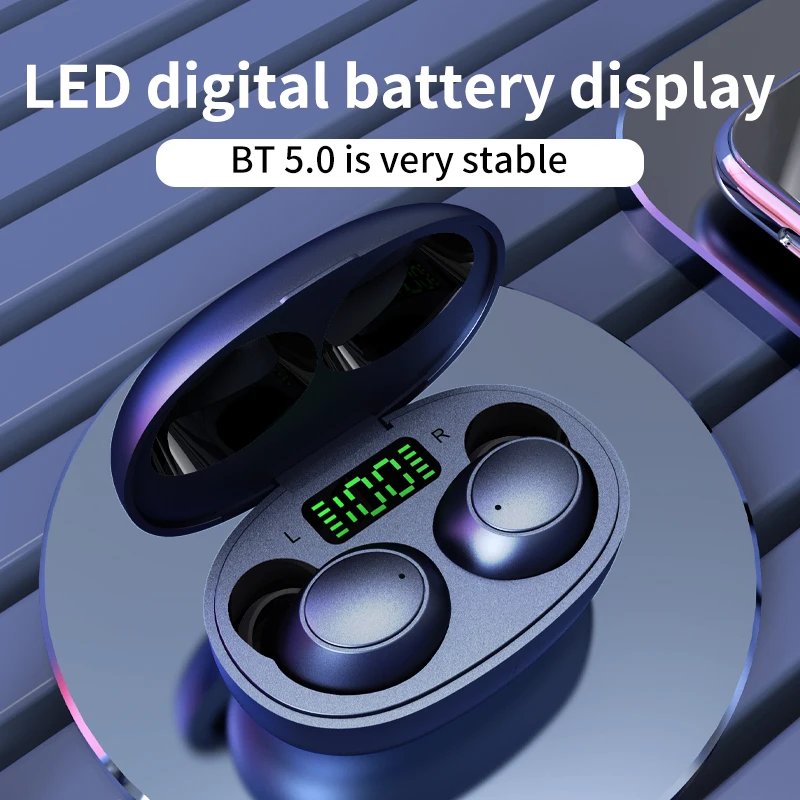 

J2 Wireless Earbuds Noise Cancelling Stereo Headset Bluetooth 5.0 LED Display Headphones IPX5 Waterproof Earphone For Smartphone