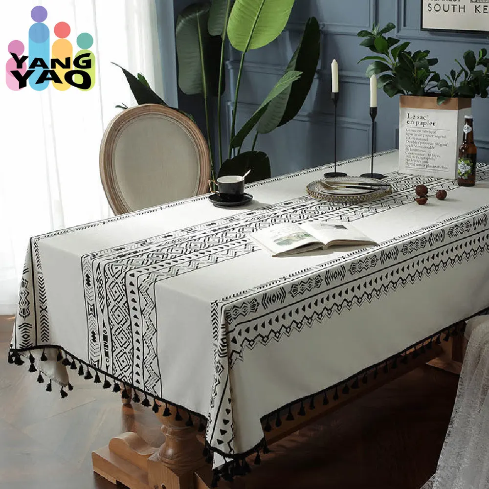 

Прямоугольная скатерть в скандинавском стиле, богемный коврик для стола из хлопка и льна, пылезащитный чехол для журнального столика