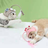 funny head covers self excited pet accessories cats stick kitten supplies cat toys interactive toy