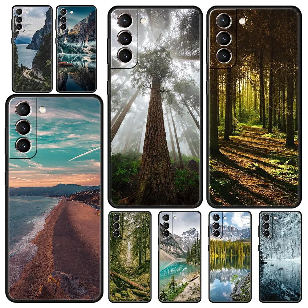 

Forest Beach Sunrise Nature TPU Phone Case For Samsung Galaxy S22 5G S20 Ultra S21 FE S10 S9 Plus S10E S8 Note 10 Lite 20 Cover