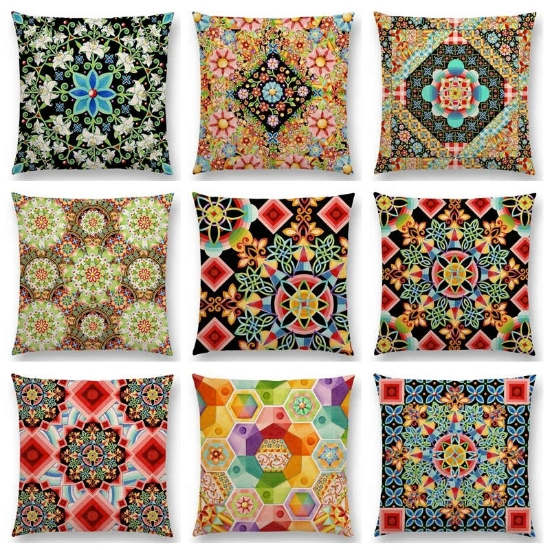 

Boho Mandala Flowers Luxury Throw Pillow Case Cushion Cover Home Living Room Decorative Pillows For Sofa Bed Car 45*45 Nordic