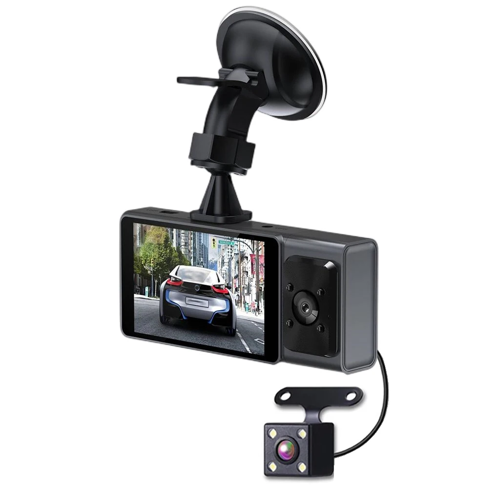 

Металлический Авто видеорегистратор 1080P сменная карта памяти 64G F2.0 широкоугольный датчик гравитации регулируемый 3 объектива Автомобильны...