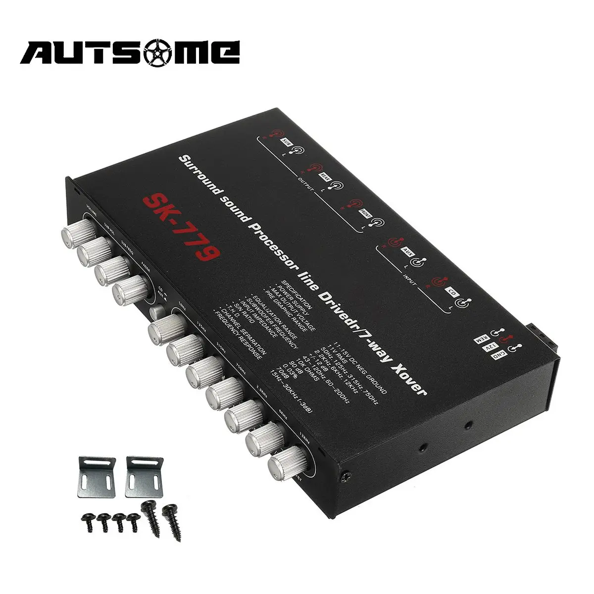 

AUSTOME SK779 7-Band Subwoofer Amplifier Board DC 11-15V Car Power Audio Stereo Amplifier Board Bass AMP AUX