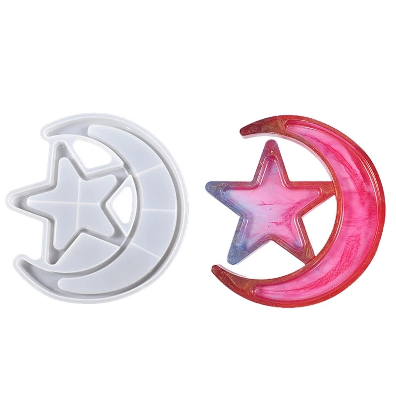 

Силиконовая форма для поделок, форма для смолы в виде Луны, звезды, эпоксидной смолы, литье, форма для «сделай сам», контейнер для ювелирных и...