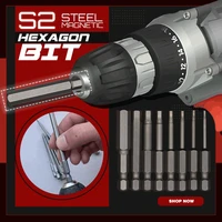8pcs magnetic hexagon screwdriver bit s2 steel 14 inch hex shank screw drivers set 50mm length h1 5 h8