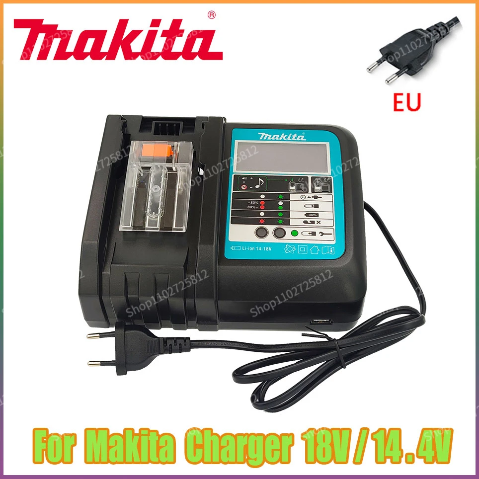 

New Makita14.4v 18V Original DC18VRC Battery Charger, Makita 3A 6A Bl1830 Bl1430 BL1860 BL1890 Tool Power Charger USB Prot 18VRF