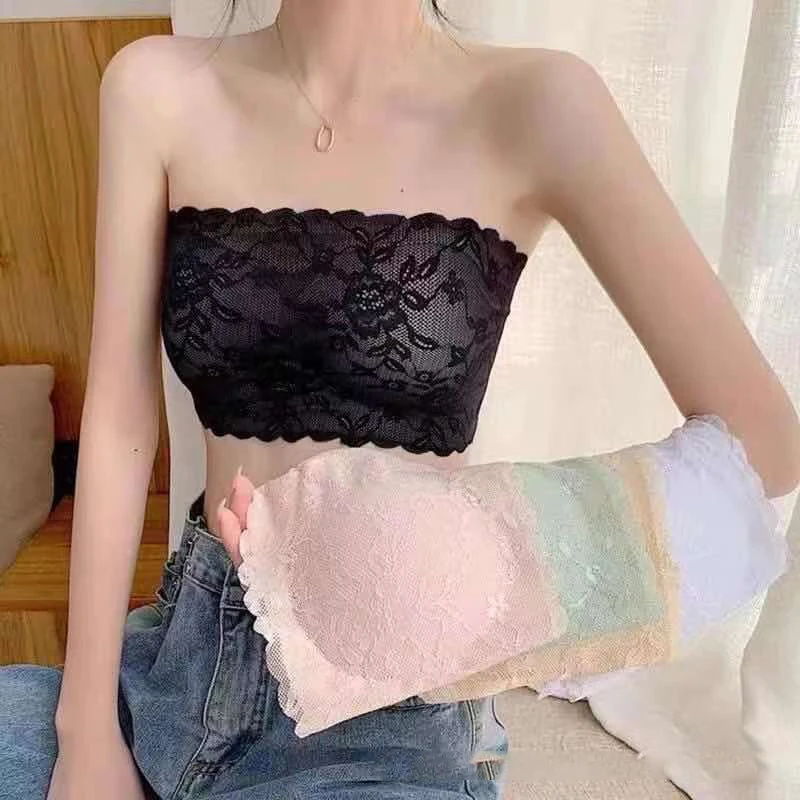 

Women's Tube Top Sexy Lace Lingerie Invisible Push Up Bralette Seamless Strapless Bra Lady Underwea Chest Wraps Crop Top