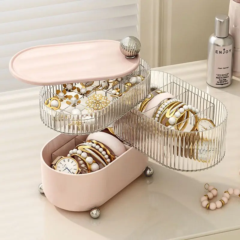 

Jewelry Storage Box Desktop Advanced Multi-layer Rotating Headdress Ring Earrings Necklace Bracelet Jewelry Box Finishing Box