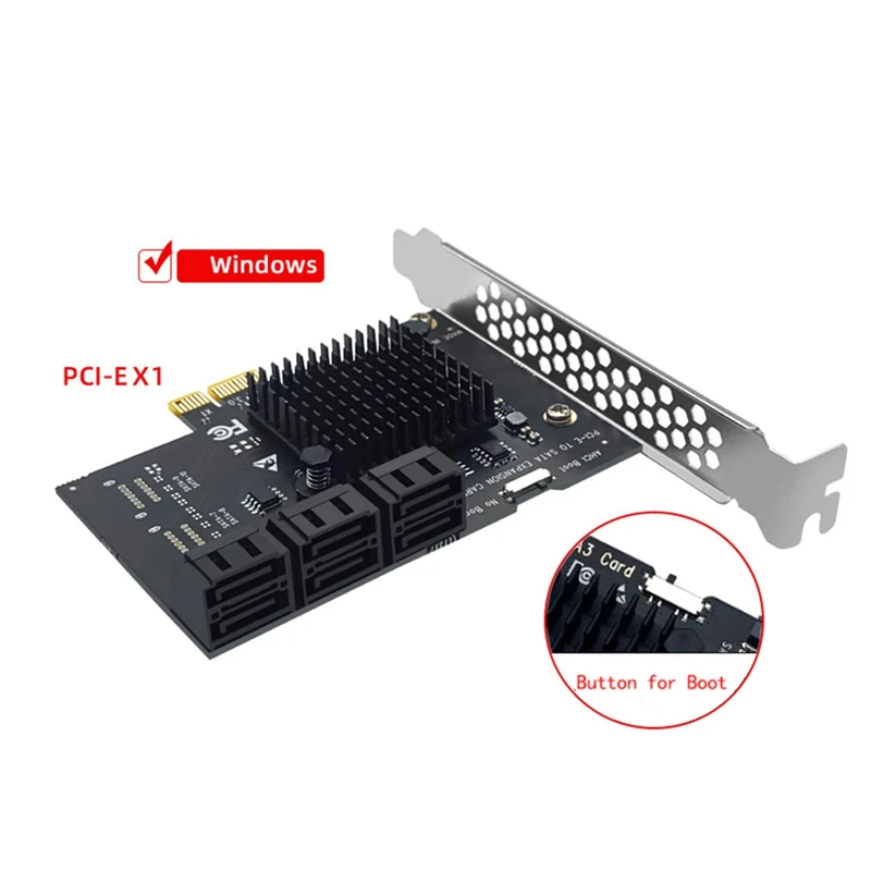 Плата расширения с 6 портами SATA 3 0 на PCIe X1 PCI Express адаптер SATA3 Гбит/с конвертер