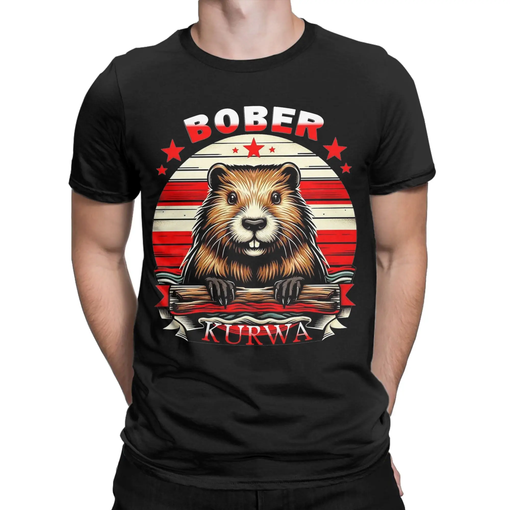 Фото Мужские футболки Beaver Bobr Bober Kurwa Meme, винтажные футболки с короткими рукавами и круглым вырезом, футболки из чистого хлопка с принтом №2
