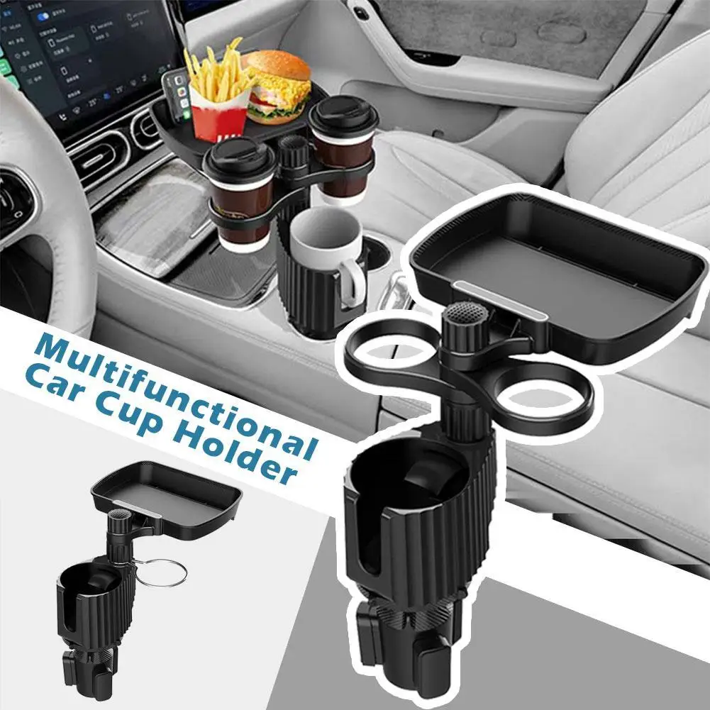 

Multifunctional Car Cup Holder With Attachable Tray 360 Swivel Adjustable Car Food Eating Tray Table For Cup Holders Expander