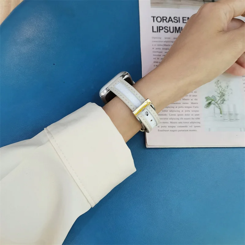 Великолепный мягкий кожаный + холщовый ремешок SE7 6 5 4 для Apple Watch тонкий браслет 38