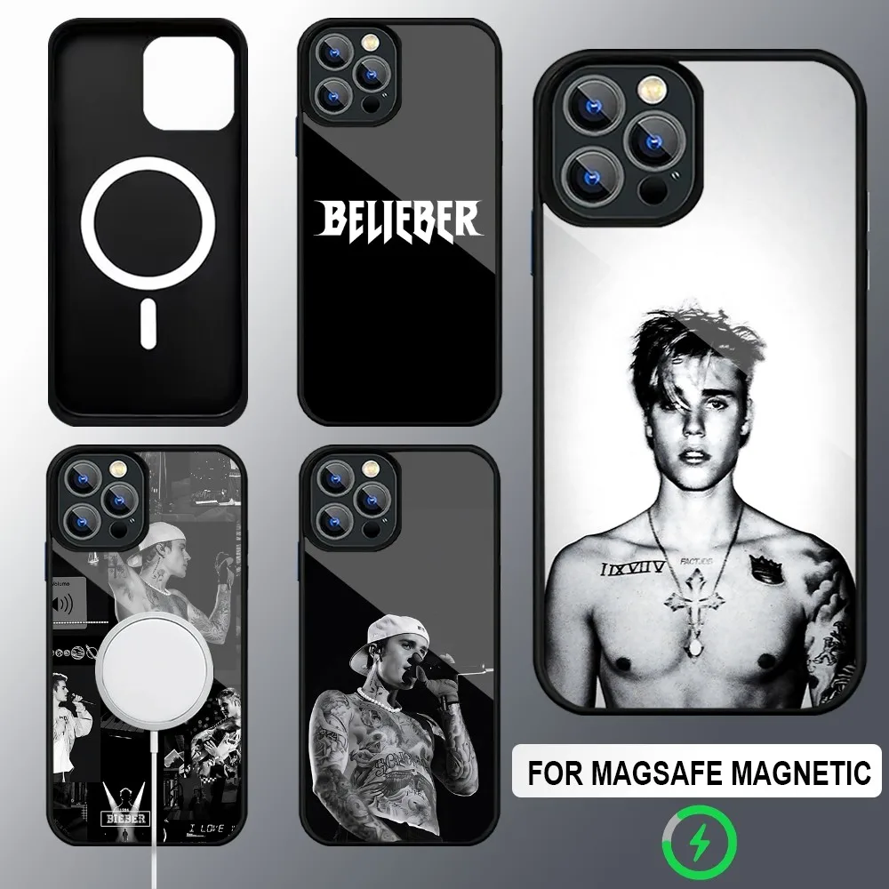 Чехол для телефона J-Justin Singer B-Bieber чехлы беспроводной зарядки Magsafe IPhone 16 15 13 12 11 14 Pro