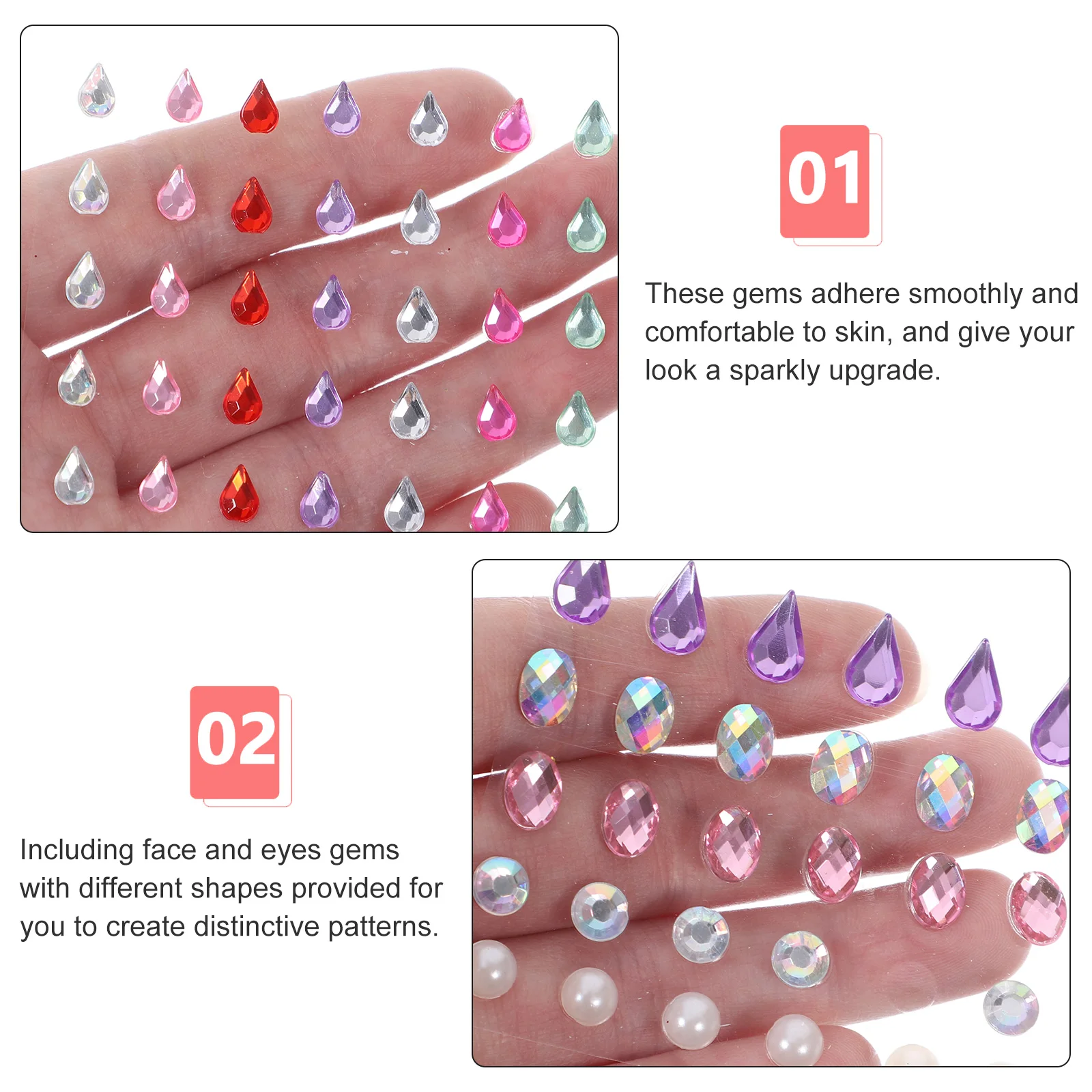 Фото 4 листа наклеек-жемчужин для лица и тела, блестящие стразы для макияжа, украшения для фестивалей, вечеринок, Хэллоуина, косплея №3