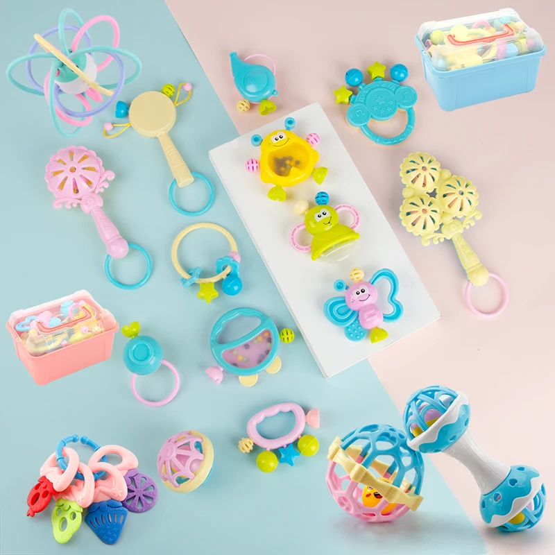 

1-13Pcs Baby Toys Hand Hold Jingle Shaking Bell Teether Ring Baby Rattles Toys Newborn Baby 0- 12 Months Teether Toys
