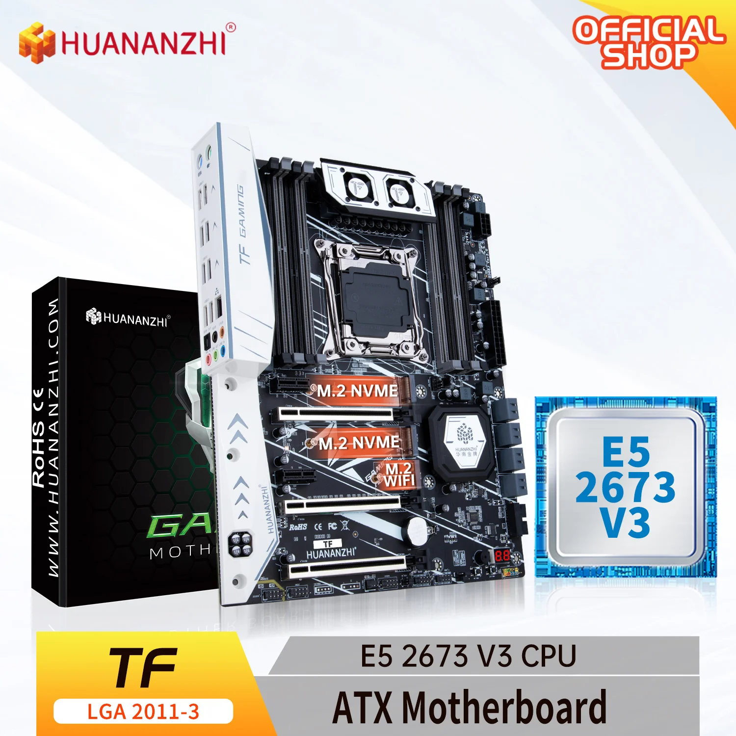 

HUANANZHI X99 TF LGA 2011-3 XEON X99 Motherboard with Intel E5 2673 V3 support DDR3 DDR4 RECC memory combo kit set M.2 NVME SATA