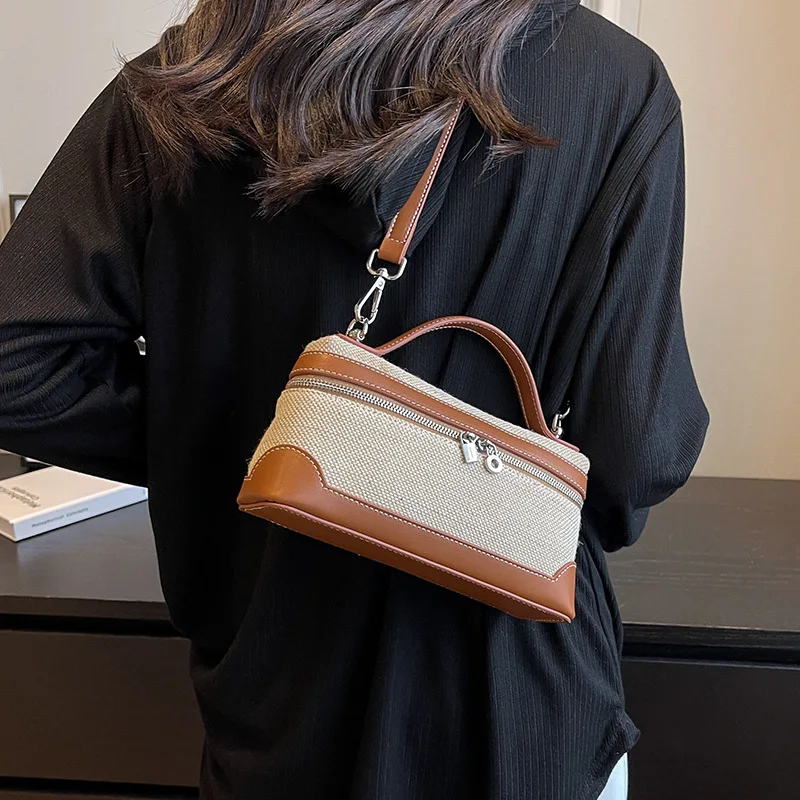 

Fashion Canvas Messenger Commute Bag Travel Handbag Purse Contrast Color Shoulder Bag 2023 New Female Small Crossbody Bag