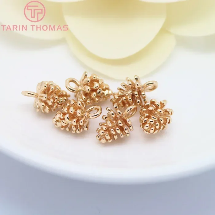 (603) 6 шт. 8x12 мм 24 К цвета шампанского позолоченная латунь маленькие подвески из