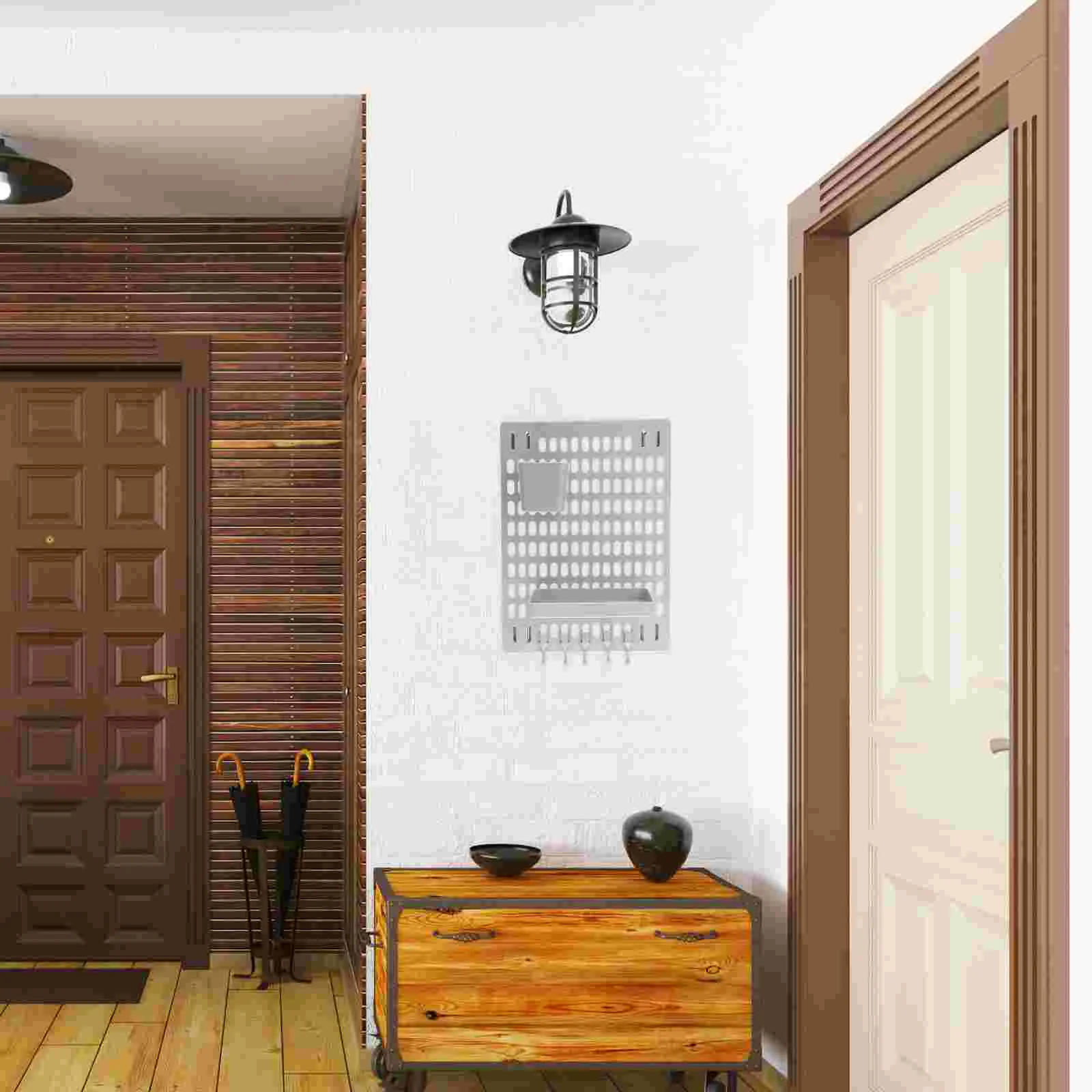 

Pegboard Wall Shelf Organizer Peg Boards Hook Craft Bathroom Storageoffice Diy Rack Jewelry Entryway Chain Key Walls Kitchen