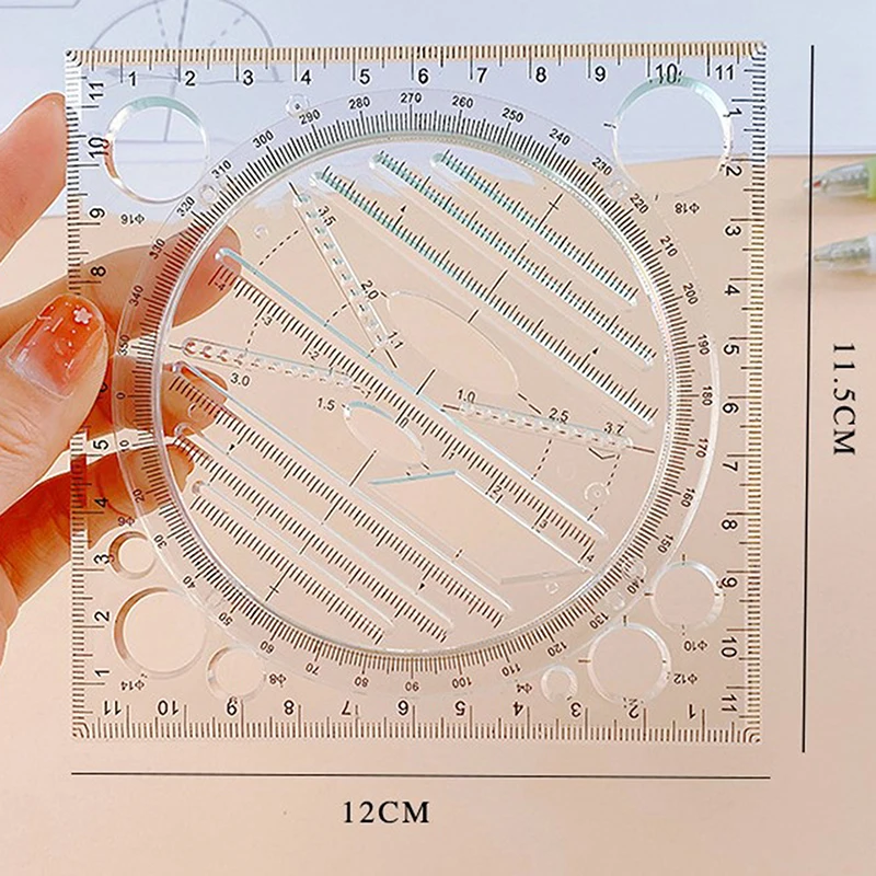 

1PC Plastic Ellipse Springhall Angle Geometric Drawing Template Circle Maker Drawing Ruler Multifunctional Drawing Ruler