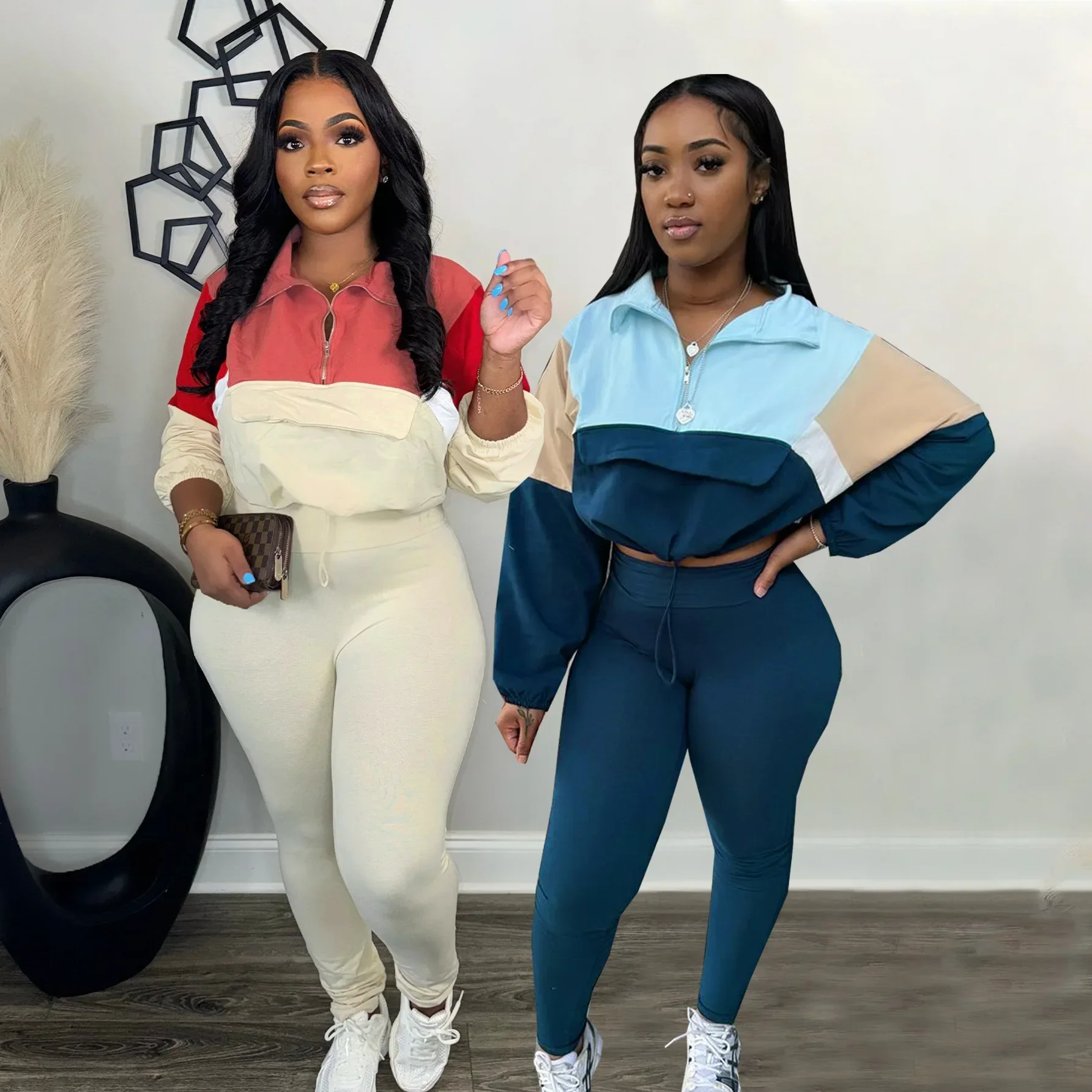 Укороченные куртки Топы Комплект брюк из 2 предметов Сексуальная одежда