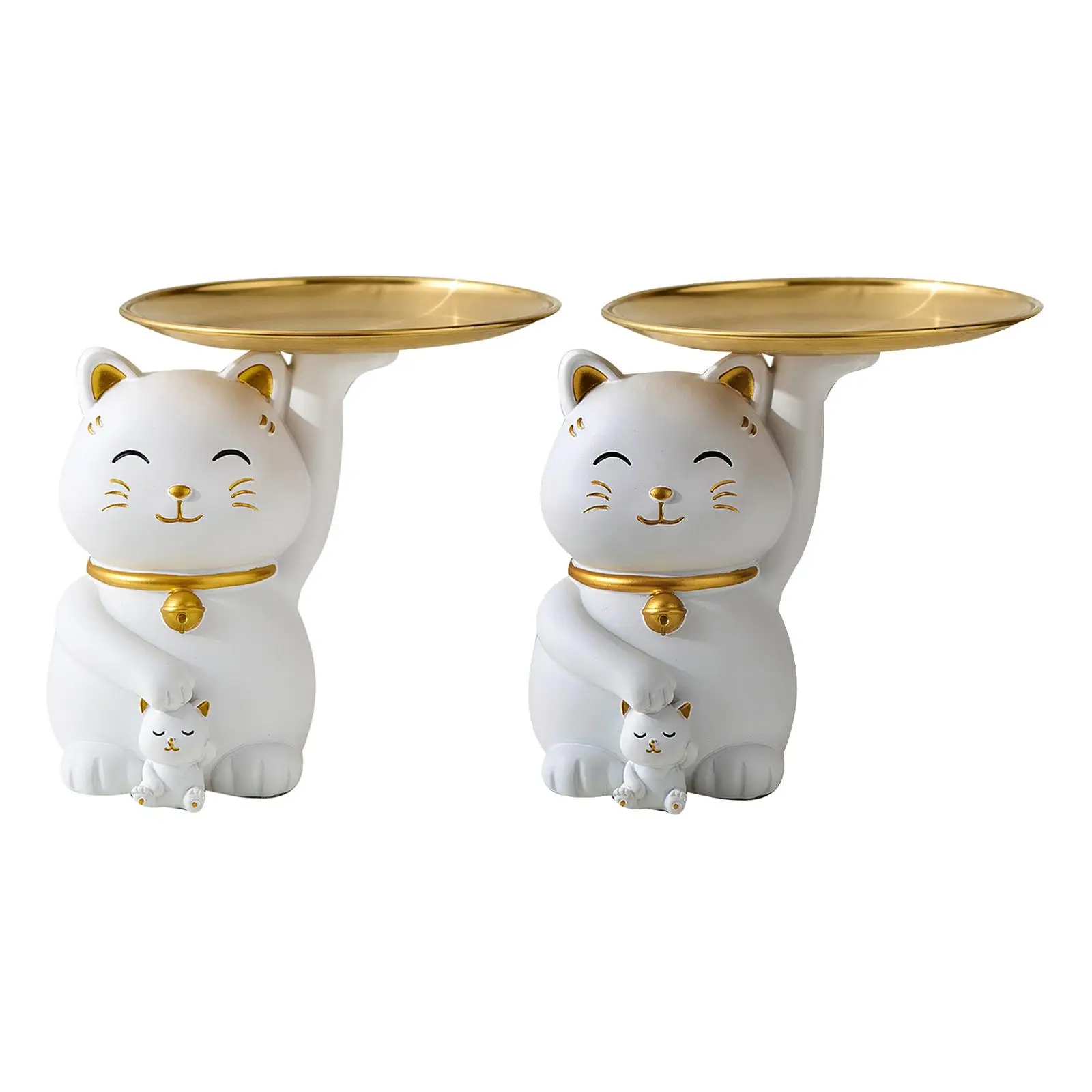 

Cat Statue Storage Tray Kitty Figurine for Entrance Dining Room Tabletop Christmas Decor
