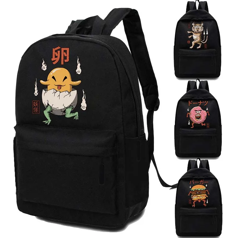 

Canvas Women Backpack School Bag for Teenager Shoulder Bags Designer Handbag Cute Monster Anime Travel Bag School Backpack Men