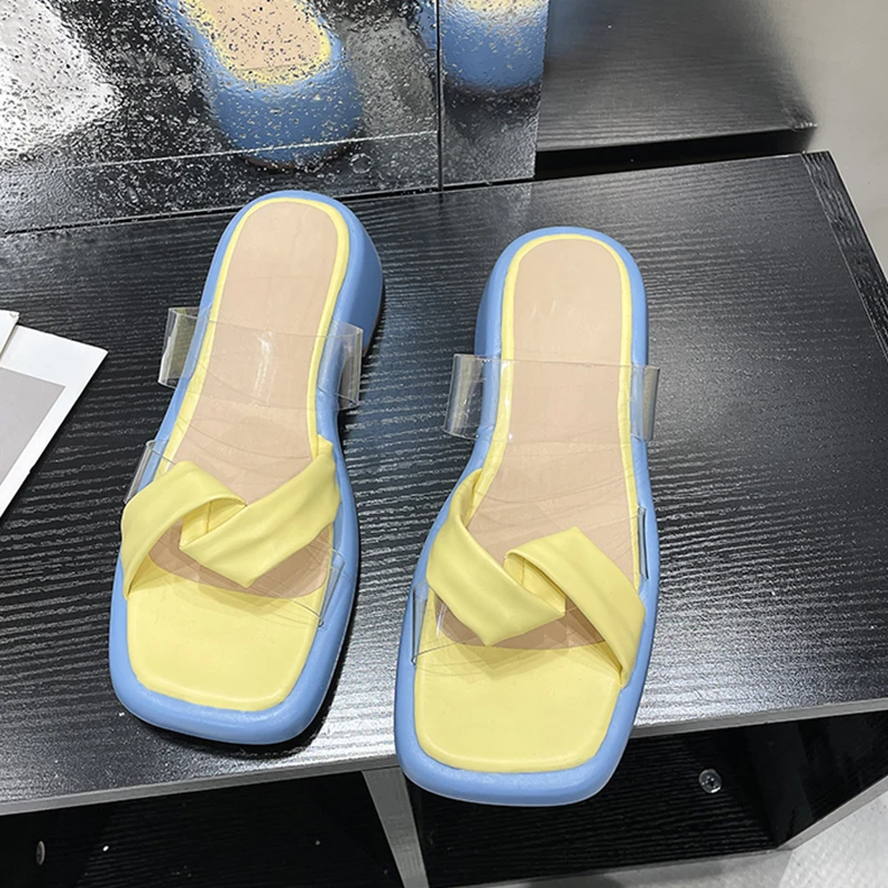 

PVC Women Slippers Casual Platform Shoes Sandals Summer 2023 New Dress Outside Open Toe Flip Flops Beach Ladies Shoes Slides
