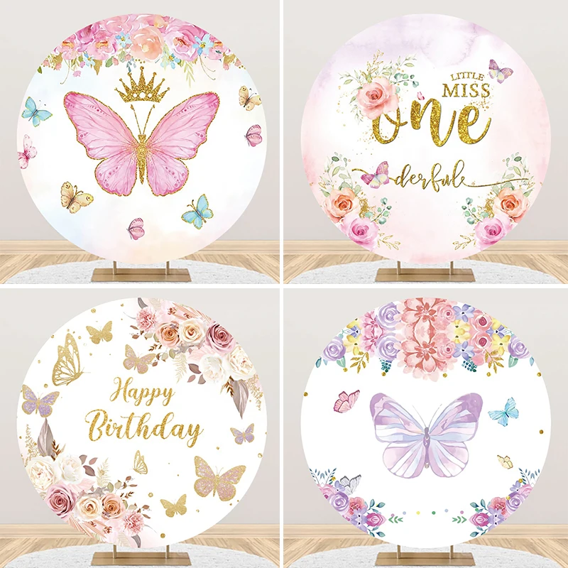 

Индивидуальный Круглый фон с изображением цветов бабочек для девочек на день рождения для фотосъемки детей