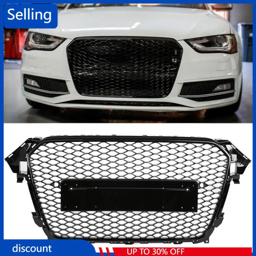 

Front Sport Hex Mesh Honeycomb Hood Grill Gloss Black For Audi RS4 Style A4/S4 B8.5 2013 2014 2015 2016 Auto Accessories Fast