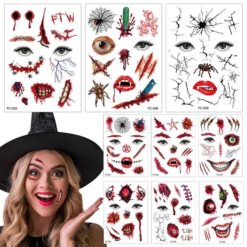 

9 шт., водостойкие временные наклейки для маскарада и розыгрыша