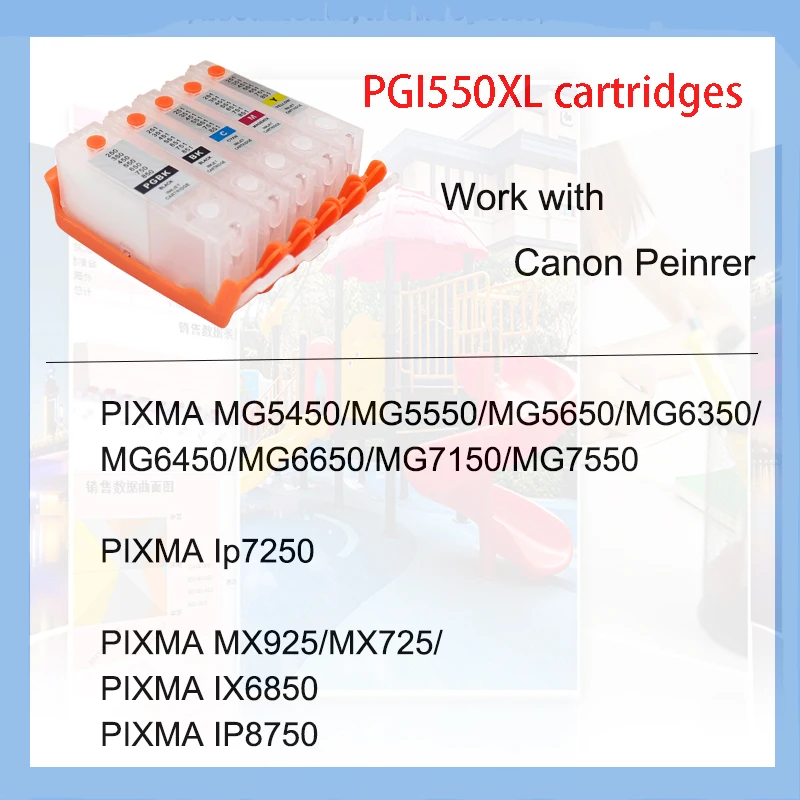 Vilaxh PGI-550 Заполняемые чернильные картриджи PGI550 для Canon PIXMA IP7250 IX6850 MG5450 MG5650 MX925 с