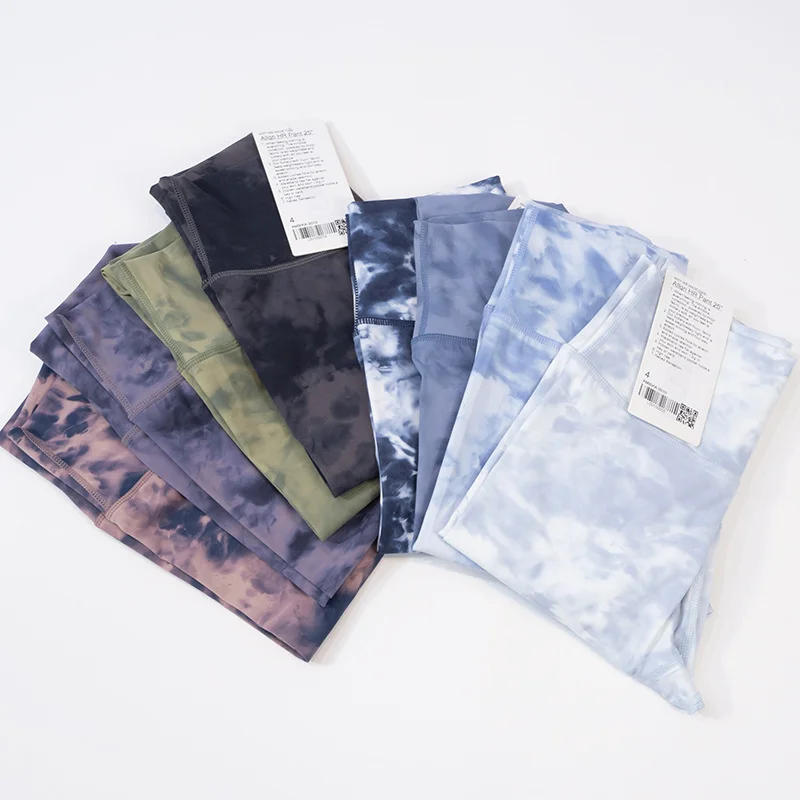 Luluwomen High Waist Yoga Legging Fitness Women Sport Pant Tie -dye Print Tight Compression Support Soft Jog Add logo for free