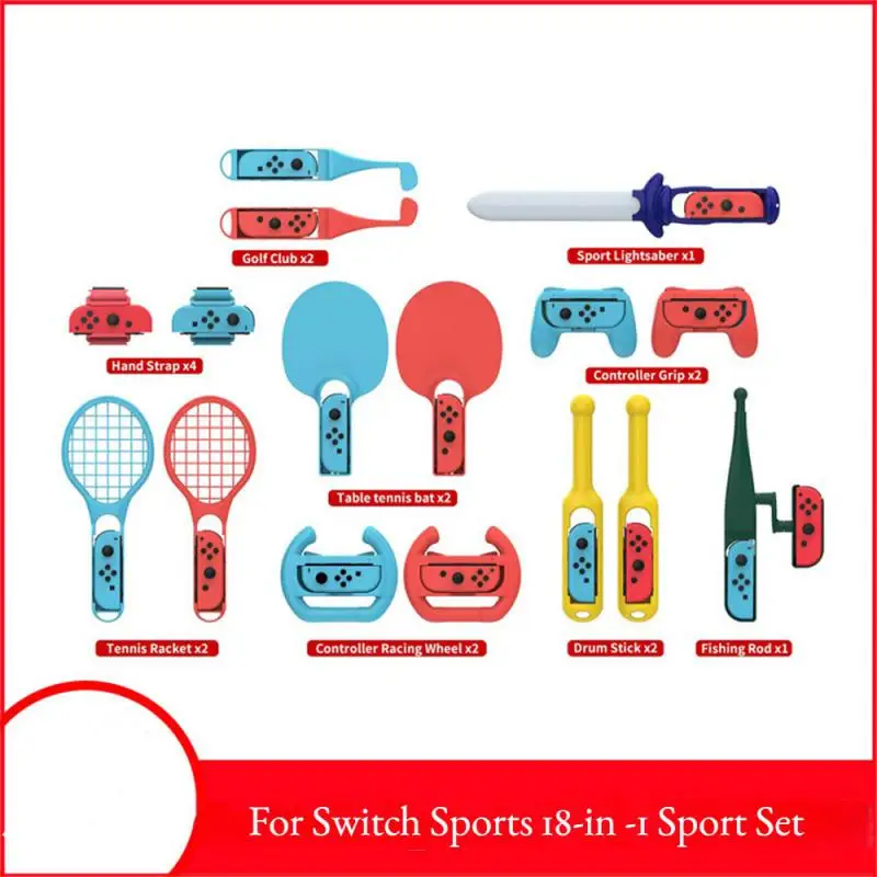 

18 In 1 For Nintendo Switch Sports Control Joy-con Wristband Tennis Racket Fitness Leg Strap Sword Game Switch OLED Accessories